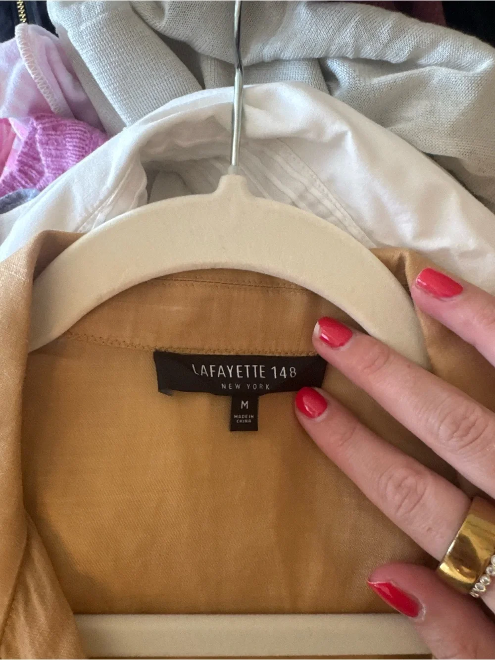 Lafayette 148 Lightweight Button-Up Blouse in Camel Brown - Picture 3 of 4